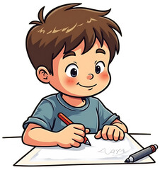 PNG Happy Boy Drawing and Coloring Cute Child Illustration