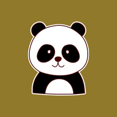 Cute animal sticker set on olive green