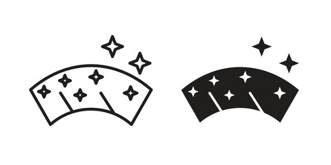 Windscreen icon set, line and black glyph style for food app website.