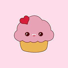 Cute pink cupcakes stickers