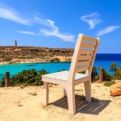 Beach chair overlooking turquoise water