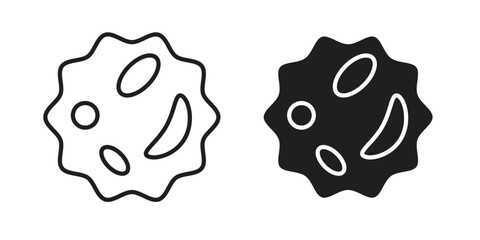 White blood cell icon set, line and black glyph style for food app website.