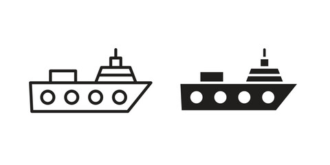 Obraz premium Warship icon set, line and black glyph style for food app website.