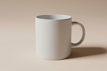 Obraz premium Minimalist White Mug Against a Soft Beige Background