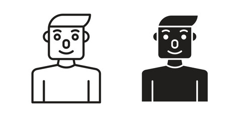 Ventriloquist icon set, line and black glyph style for food app website.