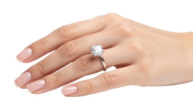Woman's Hand Wearing a Ring on Her Ring Finger, Isolated on Transparent Background - Powered by Adobe