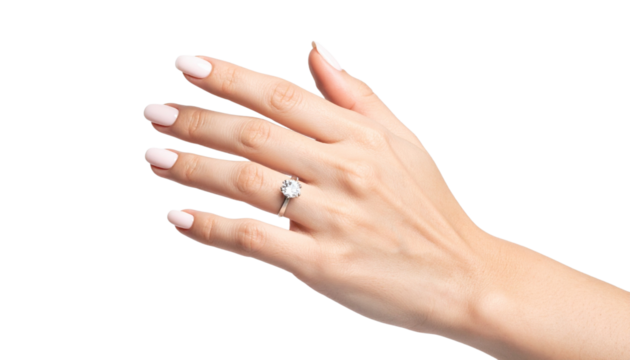 Woman's Hand Wearing a Ring on Her Ring Finger, Isolated on Transparent Background