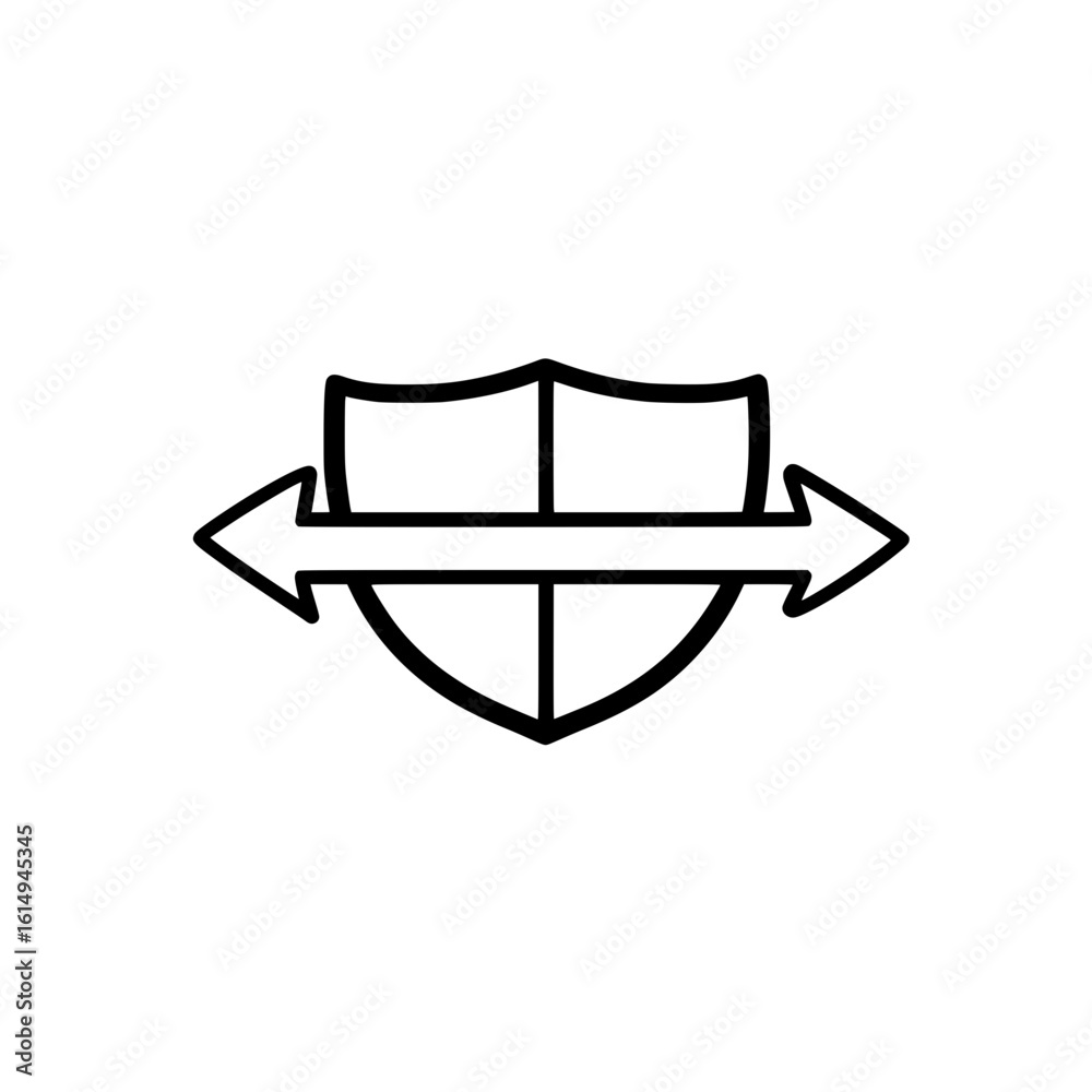 Poster Shield Icon with Right Up Arrow Vector Design Symbolizing Security and Forward Direction