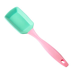 Silicone spatula in pink or mint color isolated on transparent background