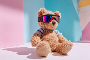 Teddy bear in sunglasses as a playful metaphor of emotional detachment  