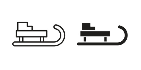 Sled icon set, line and black glyph style for food app website.