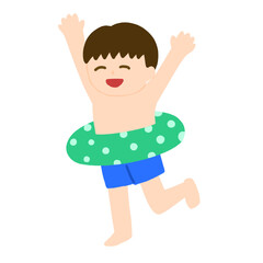 海やプールで遊ぶ男の子