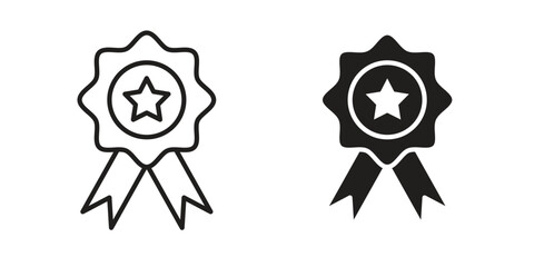 Recognition icon set, line and black glyph style for food app website.