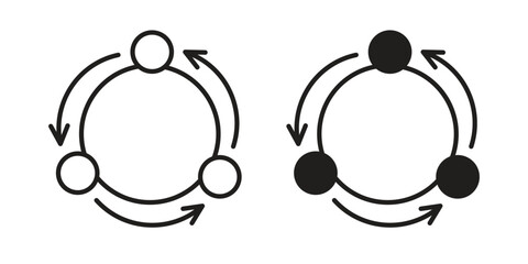 Procedure icon set, line and black glyph style for food app website.