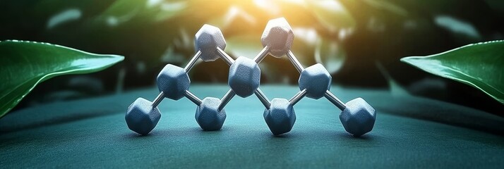 Chemical Structure Molecule on Green Background, Laboratory Research Concept in Biochemistry