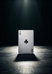 The ace of clubs stands alone in dramatic spotlight