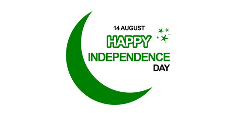 Pakistan Independence Day 14 August Green Poster with Crescent Moon &ndash; Patriotic Print for Commercial Use & Merchandise