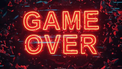 Bold neon 'GAME OVER' sign with a vibrant, energetic atmosphere. - Powered by Adobe