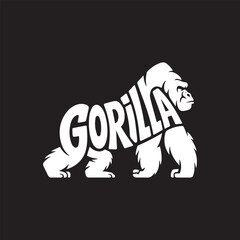 Gorilla Logo Typography Design – Bold Animal Shape Text Art Vector for Mascot and Branding