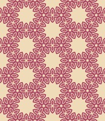 Seamless pink floral damask pattern with vintage flower design for retro textile wallpaper