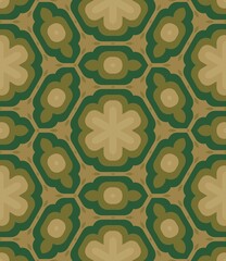 Seamless floral pattern with vintage green flowers, an ornate design for textile and wallpaper