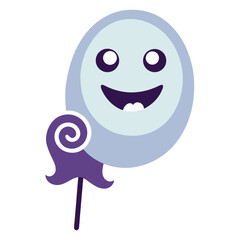 Obraz premium Cute ghost lollipop candy with happy face expression vector illustration