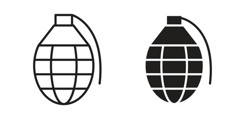 Granade icon set, line and black glyph style for food app website.