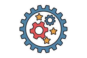 Interlocked Gears Symbolize Teamwork and Efficiency