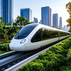 Modern train in urban setting (1)