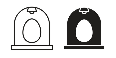 Egg incubator icon set, line and black glyph style for food app website.