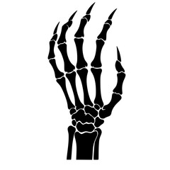Minimalist Black Silhouette of a Skeleton Hand Halloween Clipart Design