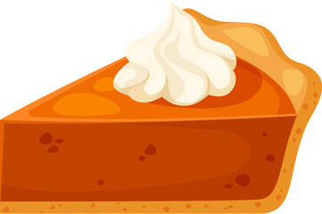 Thanksgiving Day cartoon symbol, pumpkin pie or cake slice for autumn holiday, vector icon. Happy Thanksgiving Day traditional holiday dinner food of pumpkin or cherry and pie for greeting card