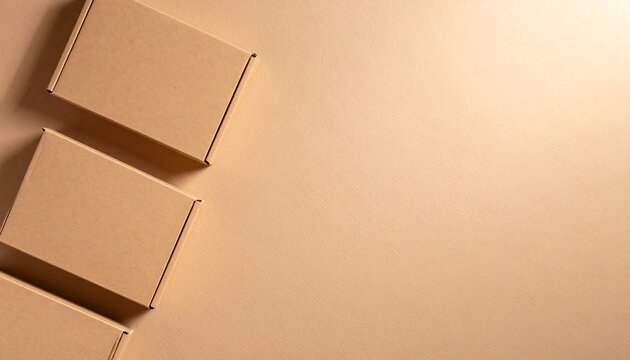 Arrangement of small brown boxes on flat surface