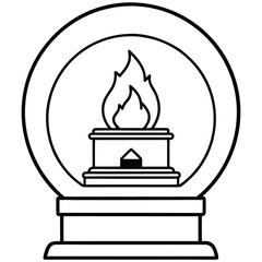 Vector art of a classic snow globe with a flickering flame, bringing warmth and cheer to the holidays