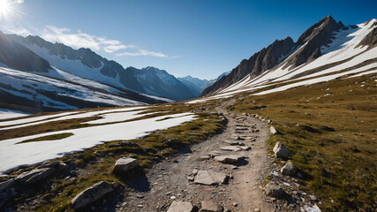 Winding Path Through Majestic Mountain Scenery