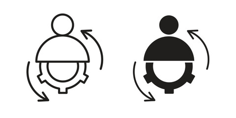 Adaptation icon set, line and black glyph style for food app website.