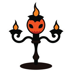 Vector art of a spooky halloween candelabra with pumpkin faces isolated on white background