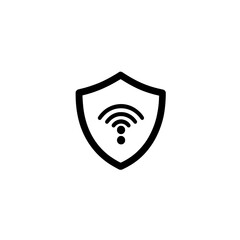 Vector Shield and Wifi Symbol for Cybersecurity Safe Connection and Digital Network Security