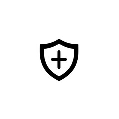 Shield with Plus Sign Icon Vector Representing Health Protection Safety and Emergency Care

