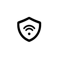 Shield with Wifi Icon Vector Representing Secure Wireless Network Protection and Internet Safety