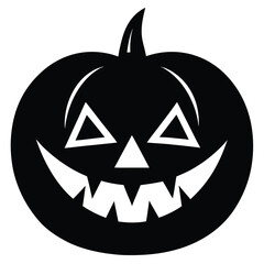 Vector art of a black halloween pumpkin with a scary face isolated on white background for a festive season