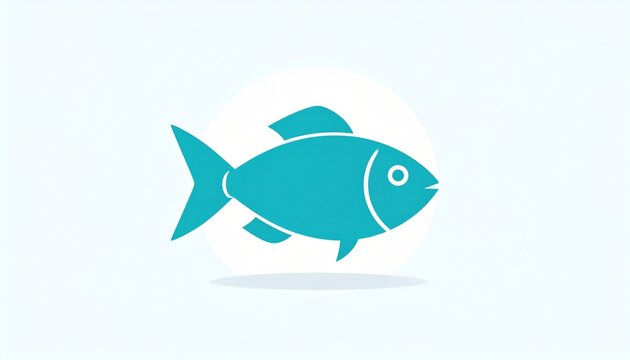 A simple turquoise fish illustration. Minimalist flat design vector icon perfect for a seafood logo or aquatic symbol.