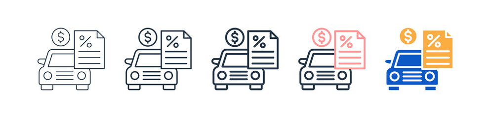 Car Loan different style icons set vector illustration. 