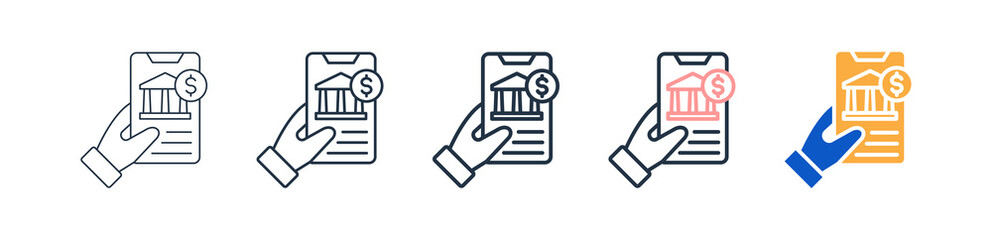 Mobile Banking different style icons set vector illustration. 