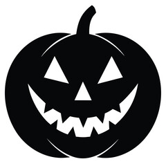 Vector art of a black halloween pumpkin with a scary face isolated on white background for a festive design