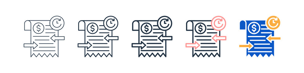 Transaction History different style icons set vector illustration. 