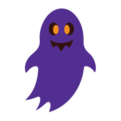 Vector art of a cute purple ghost with orange eyes isolated on white background for halloween celebration