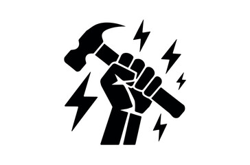 Powerful Hand Holding a Hammer, Ready to Work