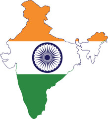 India map with national flag