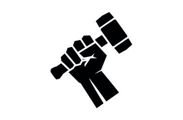 Powerful Hand Holding a Hammer, Ready to Work